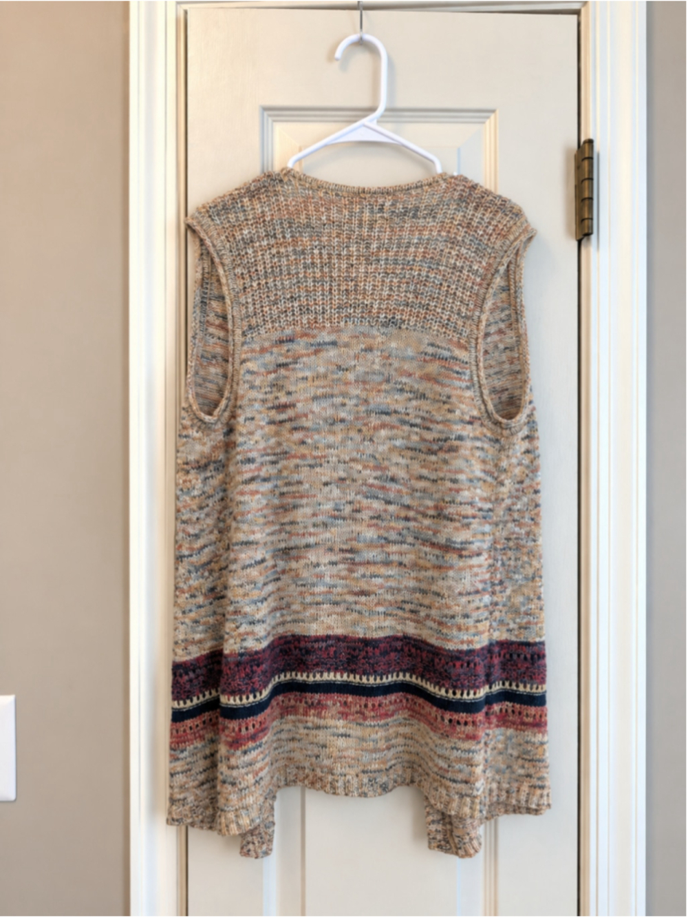 Sonoma Long Sleeveless Cardigan Sweater Vest Boho Fall Size L - Picture 3 of 6